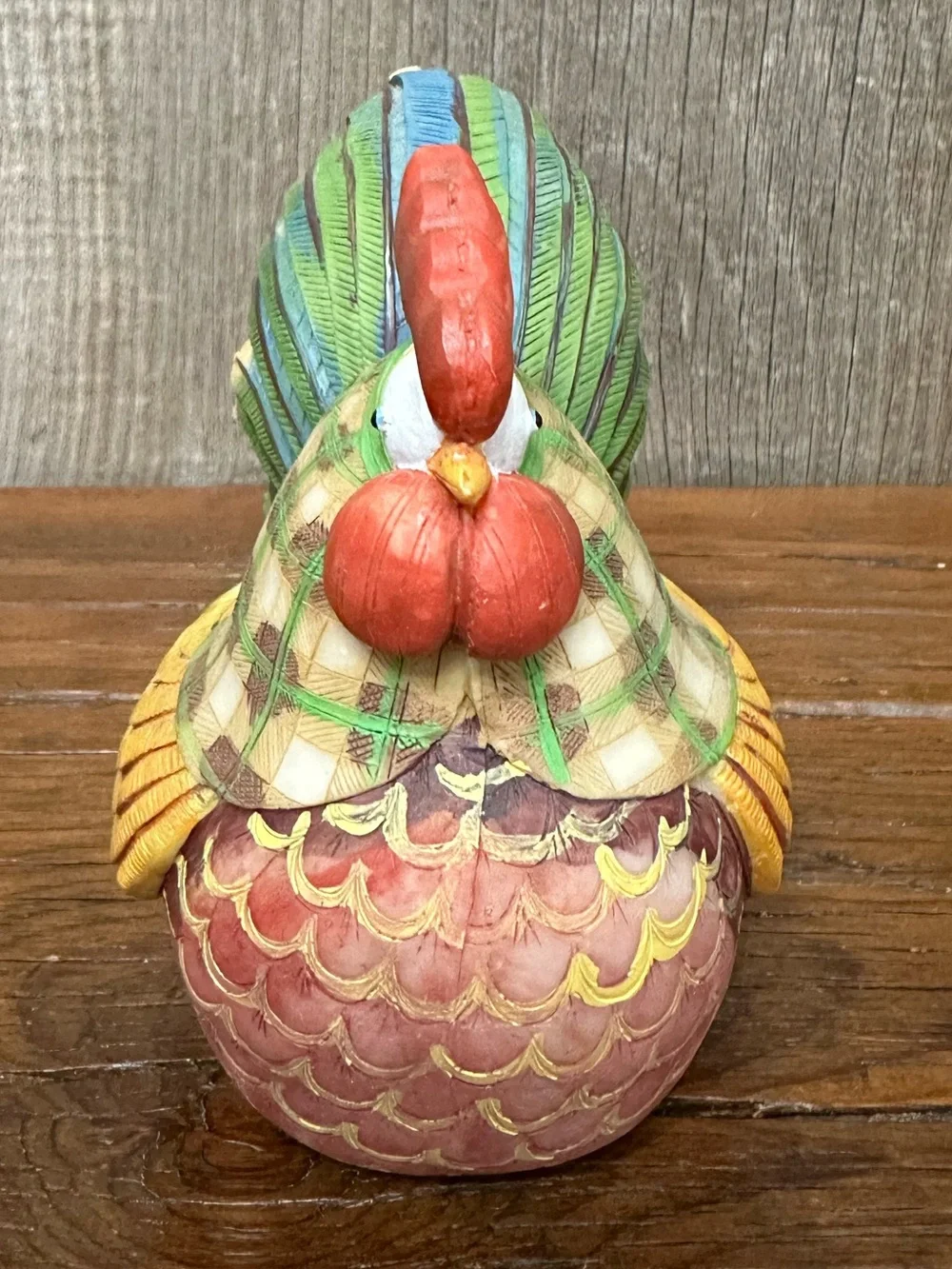 Rooster Folk Art Figurine in Hard Plastic Polyresin
